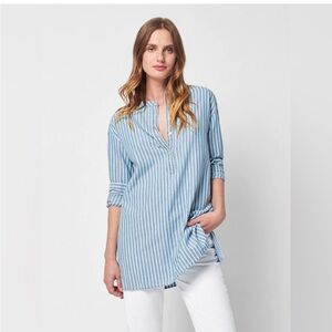Faherty Striped Blue Tunic Top 100% Organic Cotton Size Medium